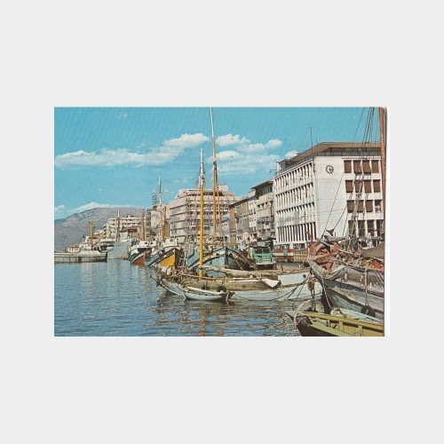 1970 İzmir Limanı Mavnalar Görünüş Kartpostal