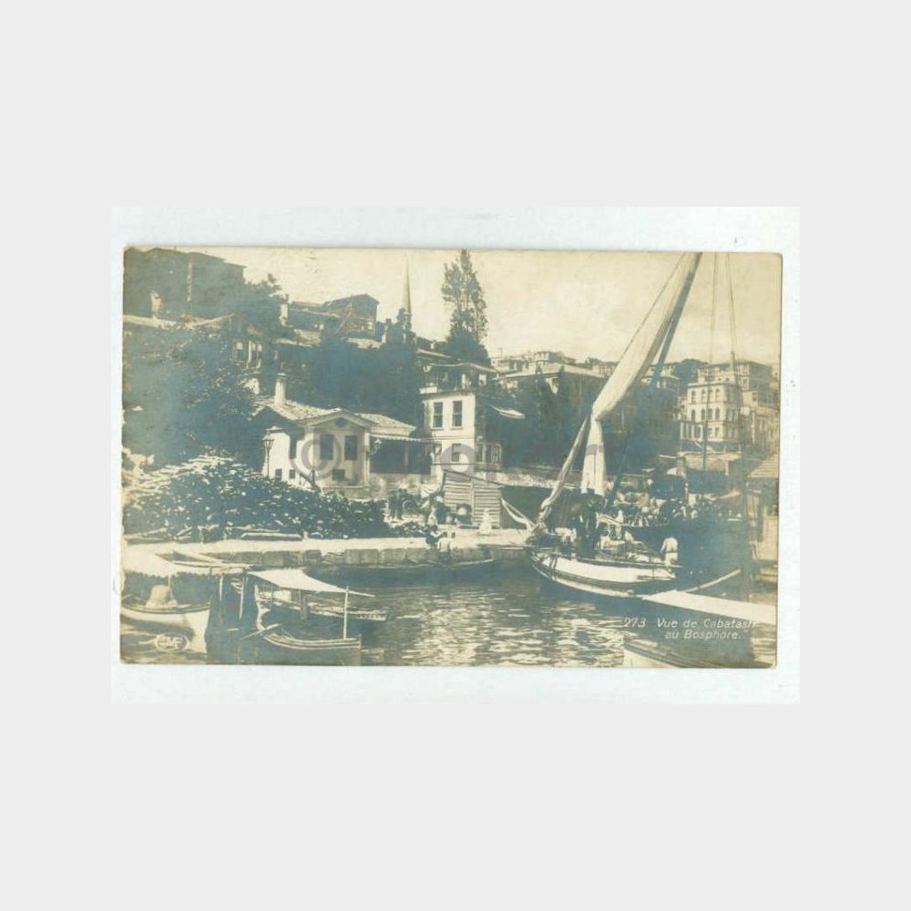 1920 İstanbul Kabataş İskelesi Görünüş Kartpostal fotokart